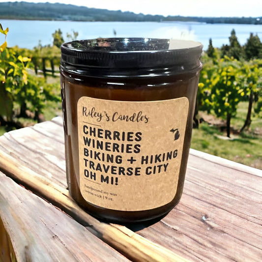 Cherries, Wineries, Biking + Hiking Traverse City Oh MI Candle