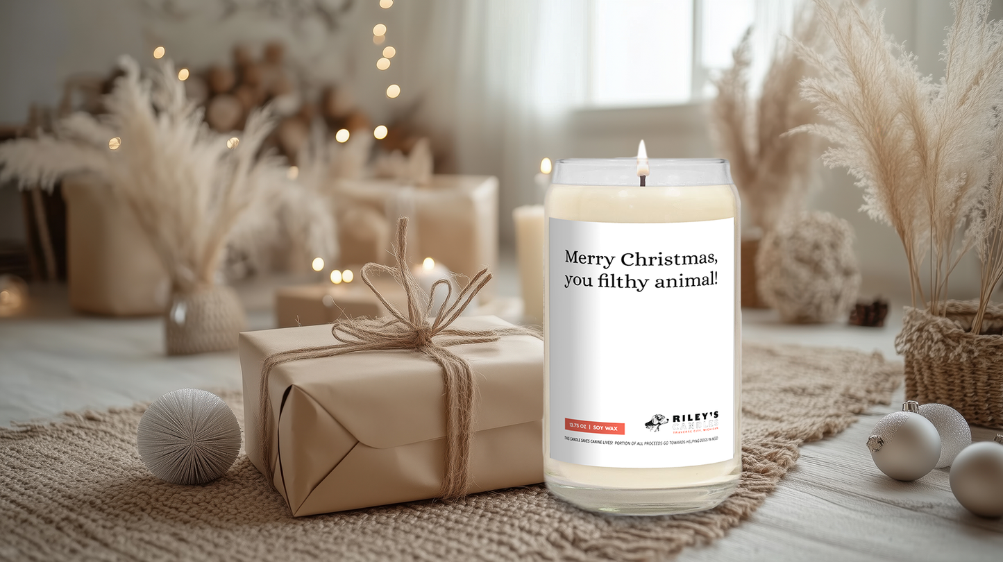 "Merry Christmas, You Filthy Animal!" Festive Phrases 13.75oz Soy Wax Candle