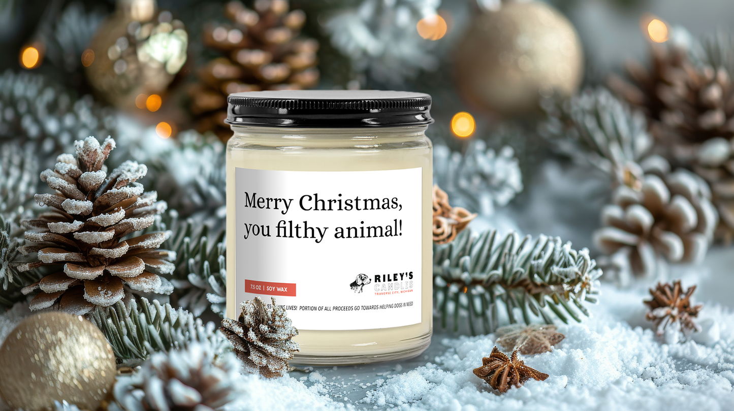 "Merry Christmas, You Filthy Animal!" Festive Phrases 7.5oz Soy Wax Candle