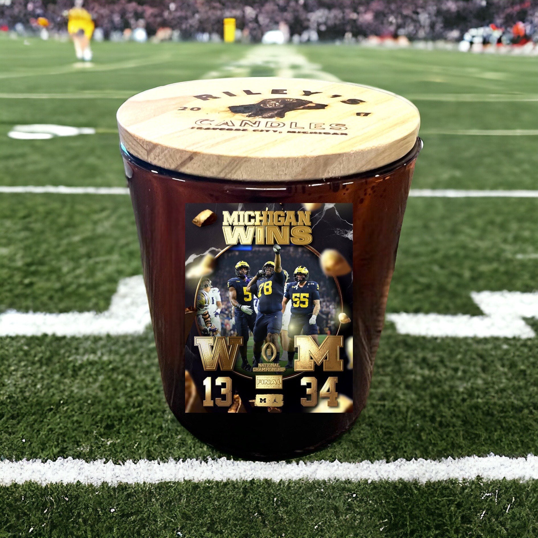 Hail! Michigan Football National Championship Candle Riley's Candle