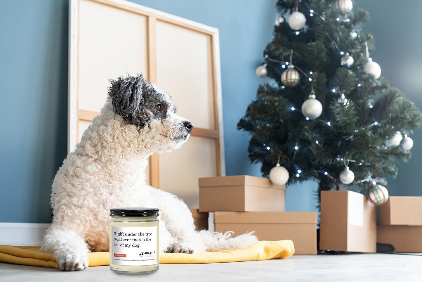 "No Gift Under The Tree Could Ever Match The Love of My Dog" Festive Phrases 7.5oz Soy Wax Candle
